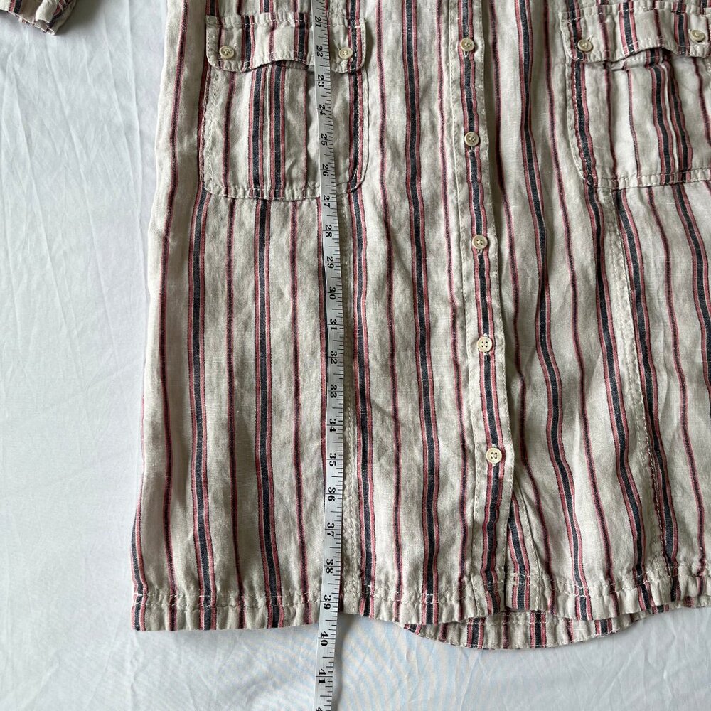 Caslon 100% Linen Striped Shirt Dress - Coastal Midi - Size L - Picture 8 of 11